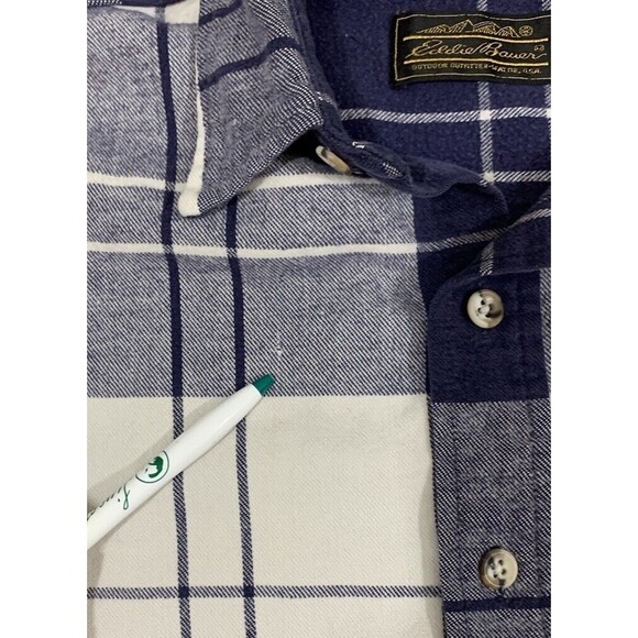 Eddie Bauer Shirt Mens Medium Blue Plaid Flannel Vintage Mckinley Cloth READ - Picture 3 of 8